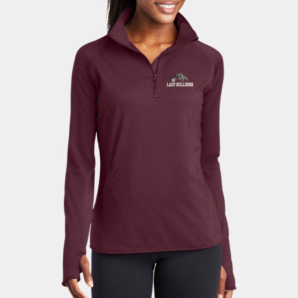 Lady Bulldogs Soccer Embroidery - Ladies Sport Wick ® Stretch 1/2 Zip Pullover Thumbnail
