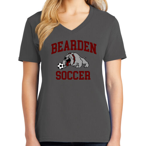 Bearden Soccer Dog  - Ladies Core Cotton V Neck Tee Thumbnail
